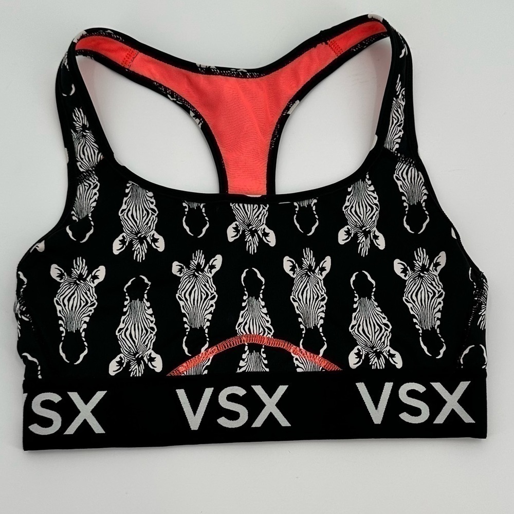 Vsx Sports Bra Zebra Print Black/White/Orange No Padding Size Small